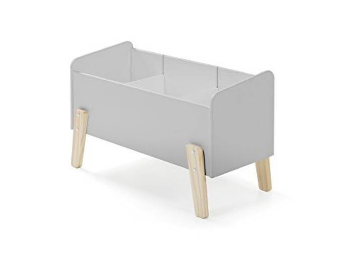 VIPACK Kiddy Spielkiste mit 3 Fächern, Holzwerkstoff, hellgrau, 80 x 39 x 48 cm