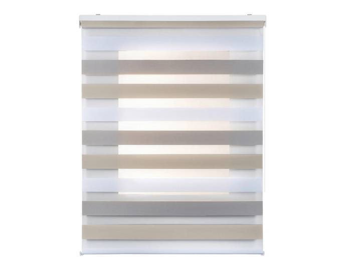 Storesdeco Doppelrollo Dreifarbig 140x250 cm, Mehrfarbig, Kunststoff, Uni, Rechteckig, 140x250 cm, Heimtextilien, Vorhänge, Rollos, Doppelrollos