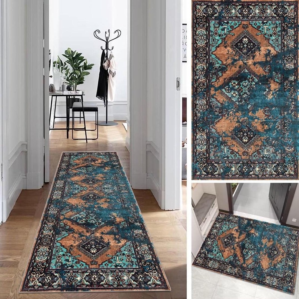 Kleurrijk Vintage Vloerkleed Runner voor Gang, Keuken of Woonkamer - Polyester - 80 x 200 cm