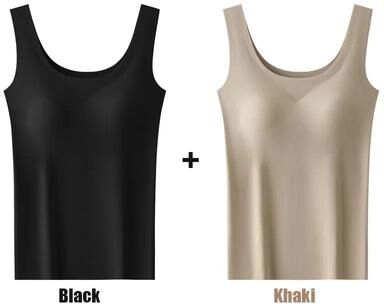 Uplifted Finds Silk Seamless Tank Top With Chest Pad For Women l black Khaki