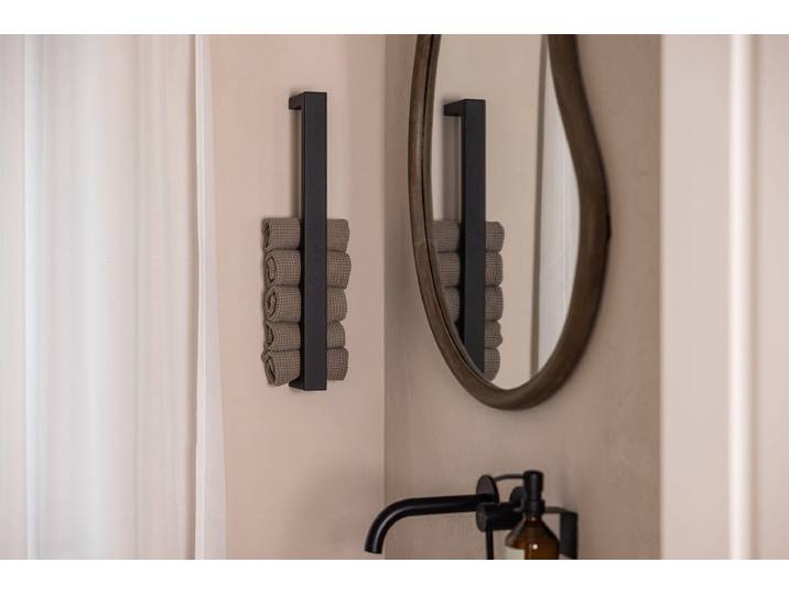Handtuchhalter Nali – minimalistisches Design mit verdeckter Wandmontage - Schwarz - Einzeln - Luxusbetten24