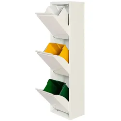 WellHome - 3-Fach-Müll- und Recyclingbehälter aus Metall, 51L (3x17L), Farbe Mattweiß - 33,5x25x136cm