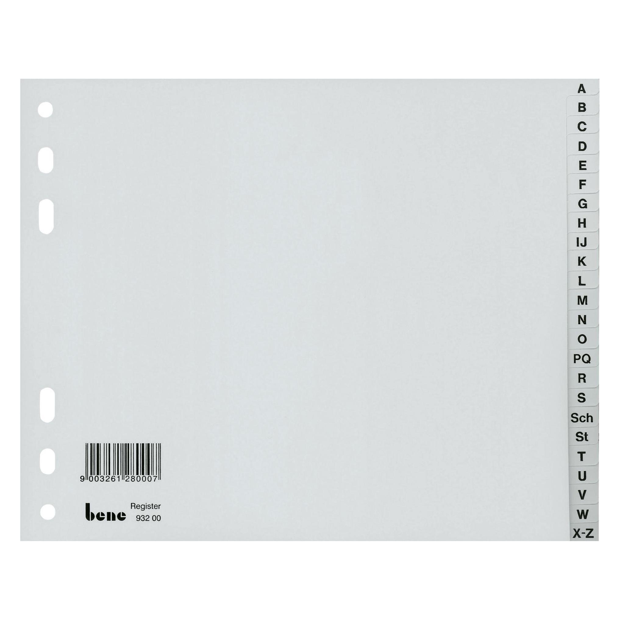 Bene A-Z Register Verwendung für Papierformat: DIN A4 Werkstoff: Polypropylen (93200)