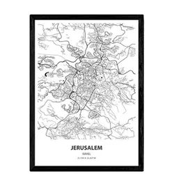 POSTER Karte Von Jerusalem - Israel A4 Rahmenlos