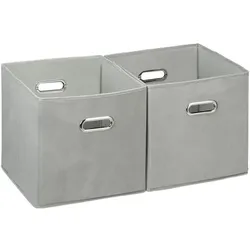 Relaxdays Aufbewahrungsbox Stoff 2er Set Grau,Silber