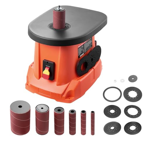 VEVOR Oscillerende spindelschuurmachine met gietijzeren tafel, 2000 tpm, zwart en oranje