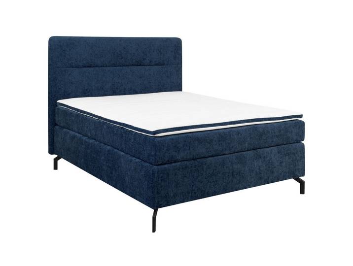 Boxspringbett, Dunkelblau, 140x200 cm, Textil, Topper Durchgehend, Modern
