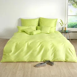 Traumschlaf Uni Mako-Satin Bettwäsche, Bettbezüge und Kissenbezüge einzeln Restposten Kissenbezug einzeln 40x40 cm | apfelgrün - grün