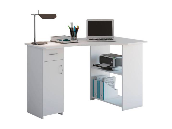 Mid.you Eckschreibtisch, Weiß, 1 Schublade(n) Schubladen, Sockel, 118x76x77 cm, Regal, Büromöbel, Schreibtische, Eckschreibtische