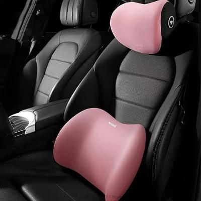 Inspired Living Universal Car Headrest Pillow Memory Foam Neck Support Pillow With Lumbar Back Cushion For All Seasons pink 2pcs