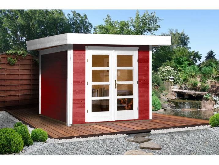 weka Komfort Designhaus 126 Plus Gr.1 schwedenrot, Farbe:schwedenrot, Dachform:Flachdach