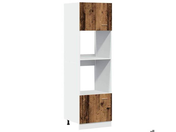 Les Soldes Meuble à micro-ondes  Lyon  - Placard/Cabinet - Capacité totale 50 kg - Pieds réglables - Bois ancien 60x57x207 cm - Boi