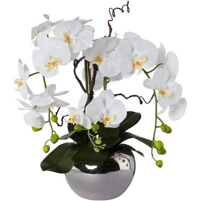 Kunstorchidee CREATIV GREEN "Phalaenopsis", weiß, H:55cm, Kunststoff, Kunstpflanzen, im Keramiktopf