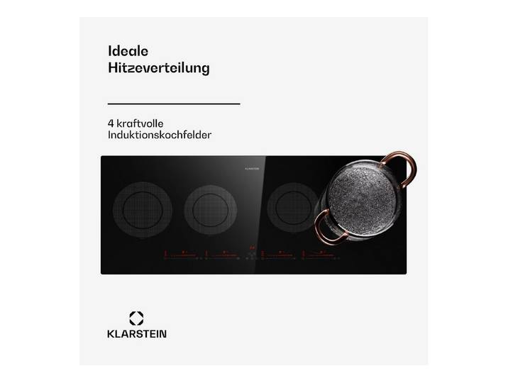 Klarstein Induktions-Kochfeld Masterzone 90 Slim Round 10045798, Kochfelder Induktion Hob Gas Hob 4 Zonen