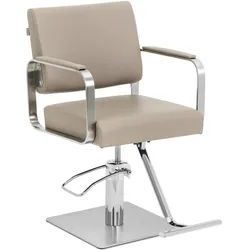 Physa, Salonbedarf, Friseurstuhl mit Fussstütze höhenverstellbar Barber-Stuhl 200 kg beige/silbern