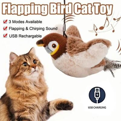 Uplift Essentials Rechargeable Flapping Bird Cat Toy Motion Activated Chirping & Cuddle Toy Rechargeable Flapping Bird Cat Toy Motion Activated Chirping & Cuddle Toy