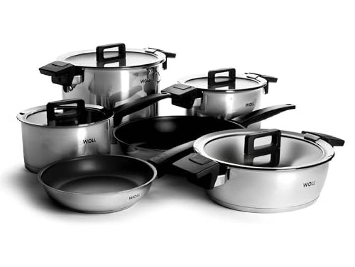 WOLL – Concept Topf- & Pfannenset 10-tlg. Edelstahl – Induktion – für alle Herdarten – backofenfest bis 200 °C – komplettes Kochgeschirr silber