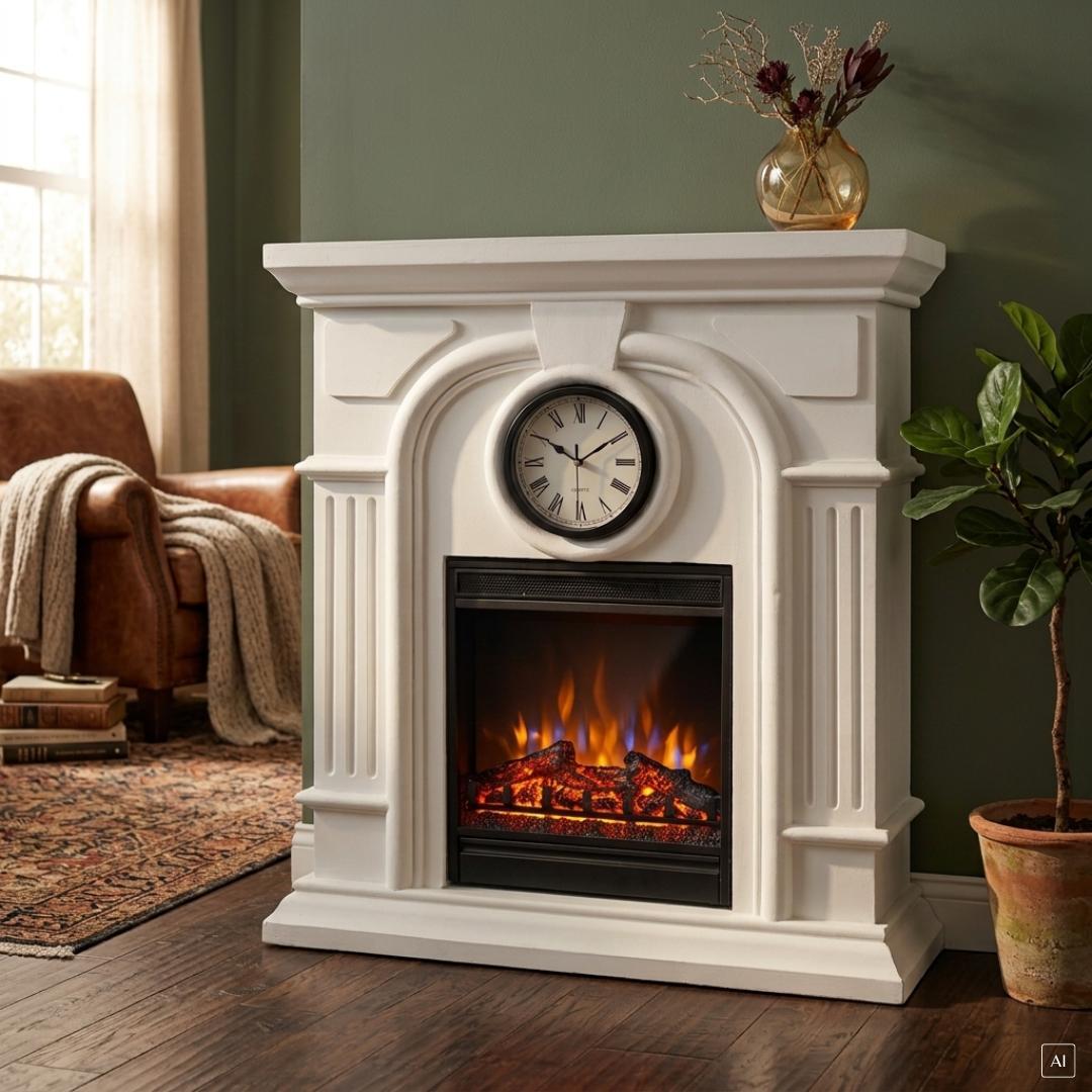 abc HOME | Elektrischer Kamin | klassischer Stil | Fernbedienung | Heizfunktion | realistische Flamme