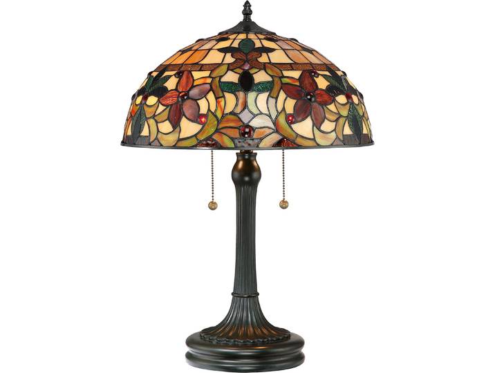 Lampe de table\, verre Tiffany\, métal\, bronze\, H 58\,4 cm