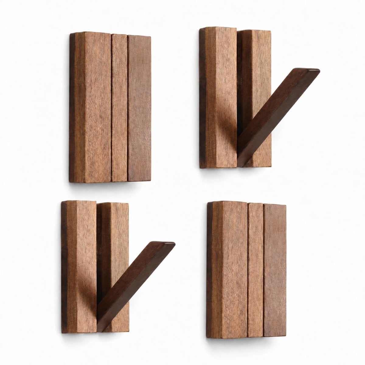 Set van 4 opvouwbare houten wandhaken van Omgoods