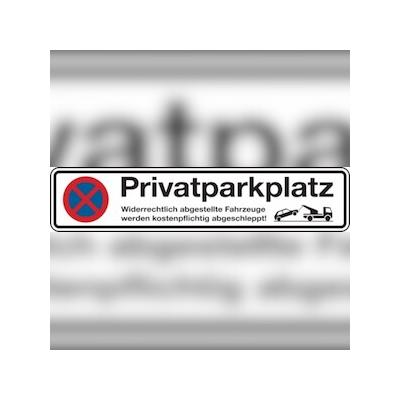 Dreifke® Parkverbotsschild, Privatparkplatz, Widerrechtlich abgestellte Fahrzeuge, 110 x 520 mm, Aluverbund 1 Stk.