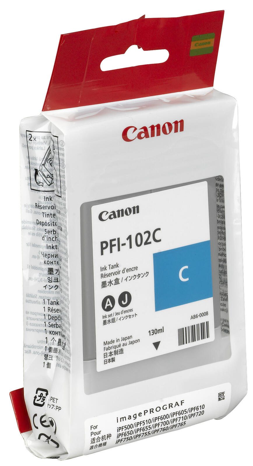 Canon Original PFI-102C Druckerpatrone - cyan 740 Seiten 0896B001