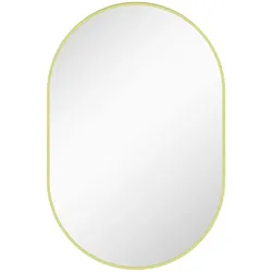 HOMCOM Ovaler Badezimmerspiegel 60 x 90 cm Goldrahmen aus Aluminium, Dekorativer Wandspiegel Horizontal oder Vertikal für Wohnzimmer, Flur, Eingangsbereich