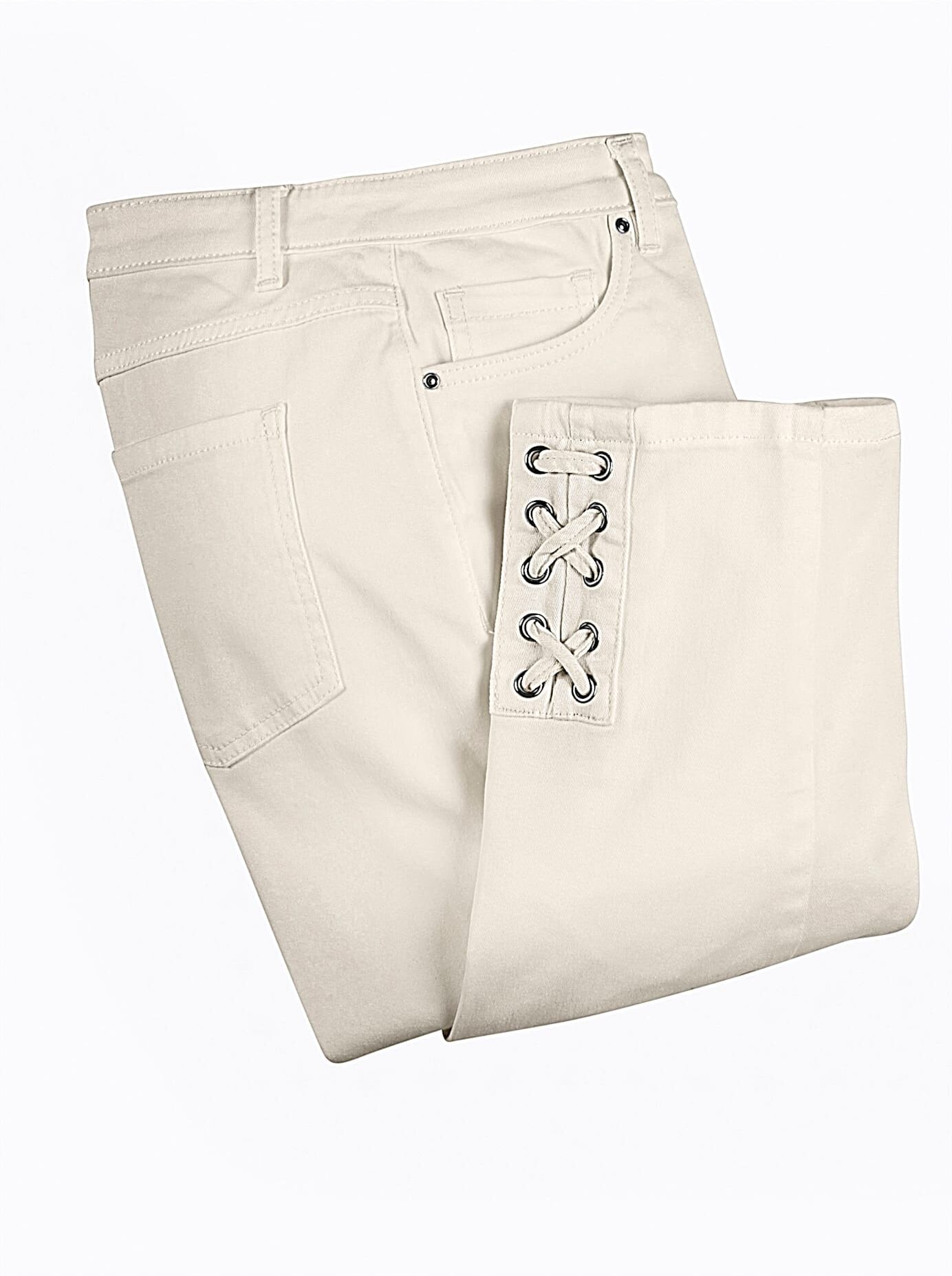 3/4-Jeans CASUAL LOOKS, Damen, Gr. 25, Kurzgrössen, weiss (weiß), 98% Baumwolle, 2% Elasthan, unifarben, 3/4-Länge, Jeans 3/4-Jeans weiß 25, Kurzgrössen