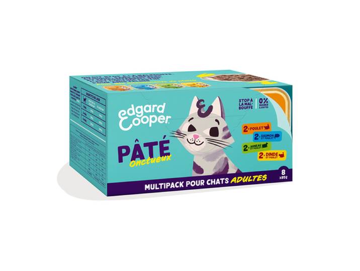 Edgard &amp; Cooper Pack Assortiment de Pâtés sans Céréales pour Chats Adultes - 8*85 g