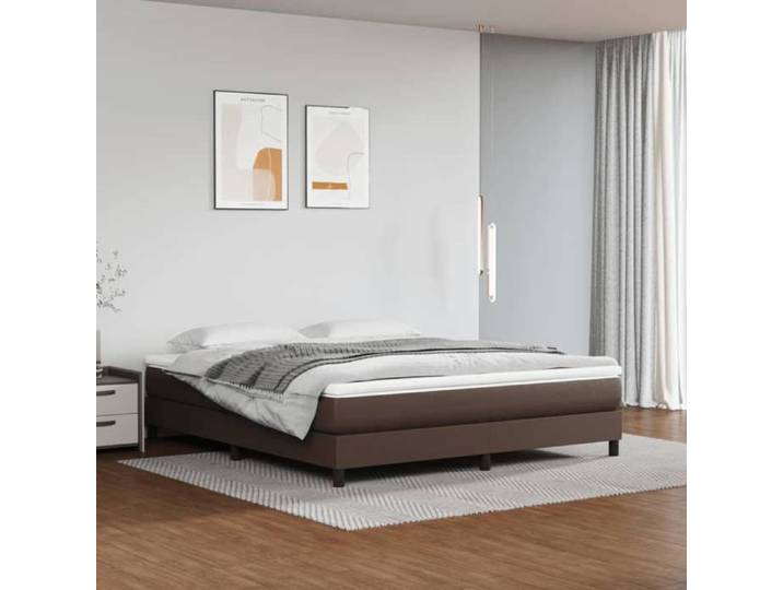 Cadre de lit-Lit adulte double sans matelas marron 180x200 cm similicuir