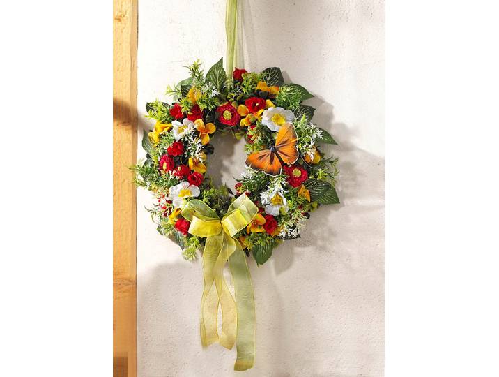 Wand- oder Türschmuck mit Frühlingsblumen
