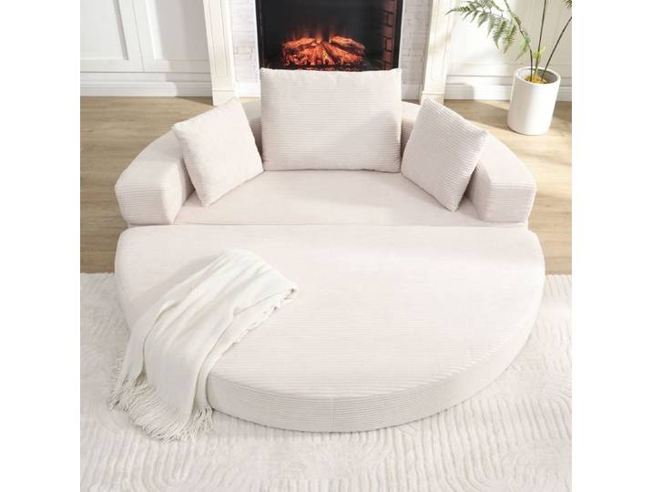 Canapé modulaire ovale convertible boneless housse corde 173 x 176 cm