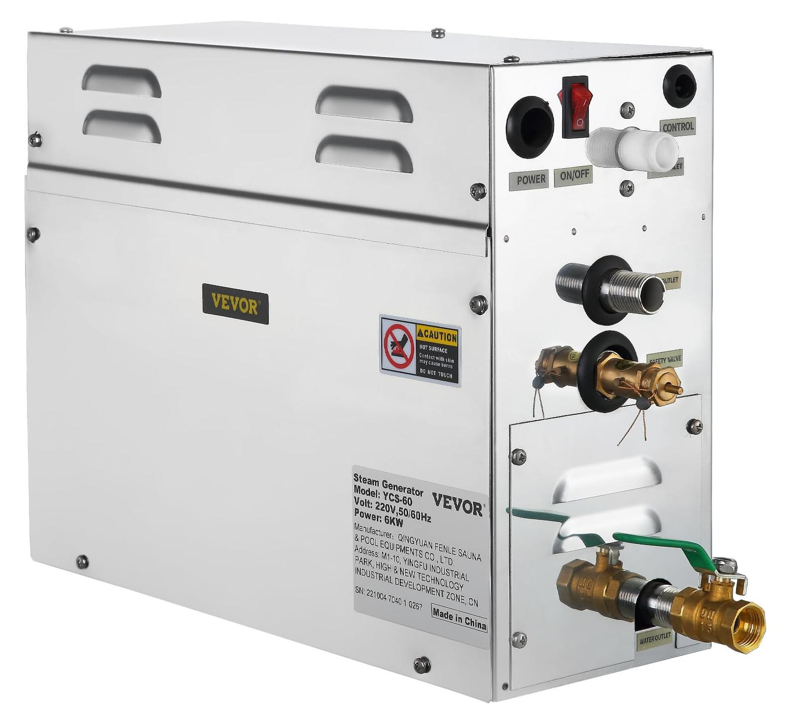 Dripio 6 kW sauna-stoomgenerator met digitale bediening, zwart