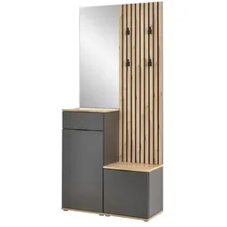 Kompaktgarderobe  Rovereto ¦ grau ¦ Maße (cm): B: 88 H: 195 T: 35.0