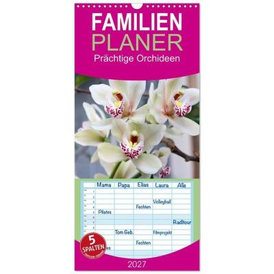 Familienplaner 2027 - Prächtige Orchideen mit 5 Spalten (Wandkalender, 21 x 45 cm) CALVENDO