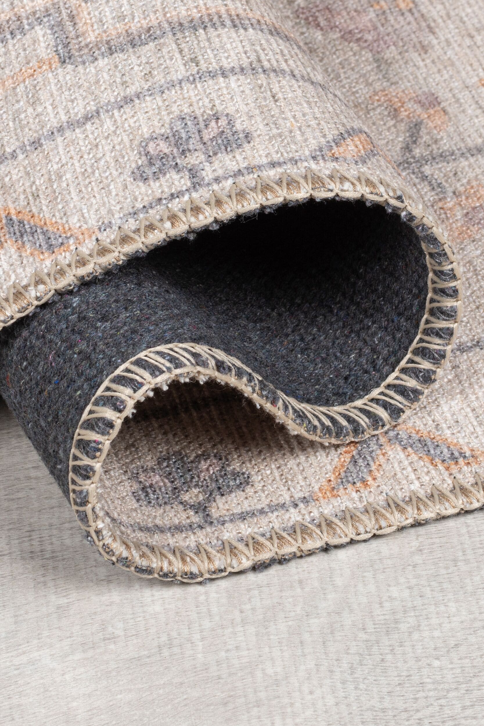 Teppich FLAIR RUGS "Teo", beige (natur), B:152cm H:4mm L:230cm, Kunstfaser, Teppiche, Teppich, Waschbarer Traditioneller Teppich