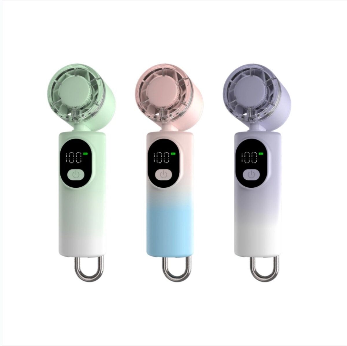 INF Hochgeschwindigkeits-Tischventilator — kompakter wiederaufladbarer USB-Ventilator mit LED-Digitalanzeige, fünf Lila + Weiß