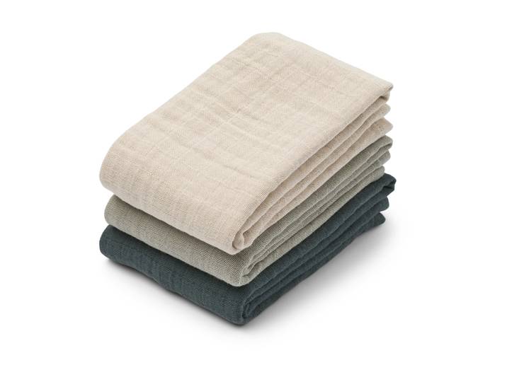 Liewood Lewis muslin hydrofiele doek 3-delig 65x65 cm Dove blue mix