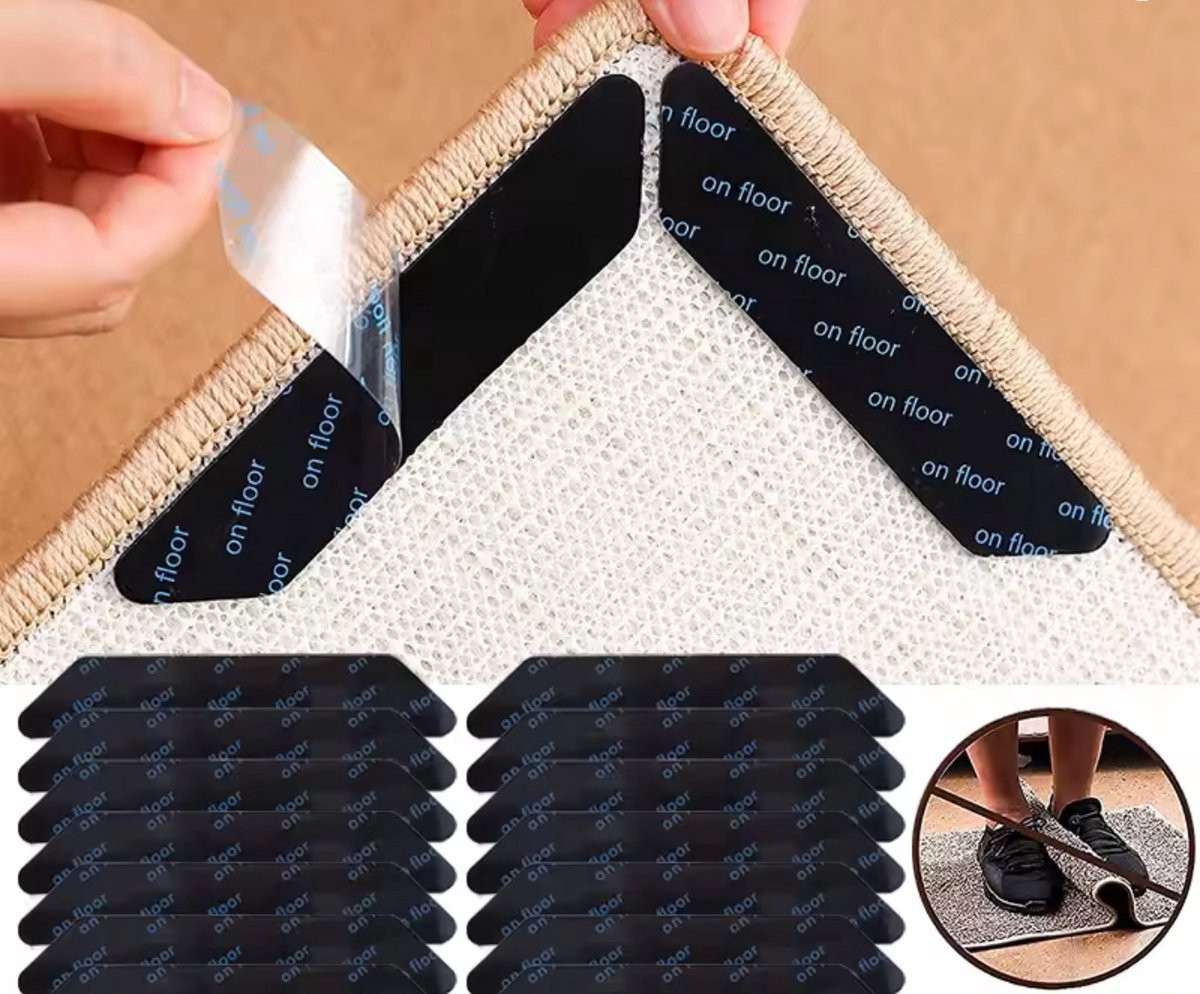10 stuks Tapijttape voor hardhouten vloeren - Herbruikbare antislip tapijtgrijpers - Zelfklevende dubbelzijdige tape tegen opkrullen