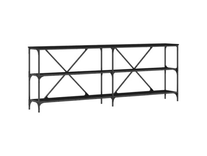 GPUTYGHN Konsolentisch Schwarz Eichen-Optik 200 x 30 x 75 cm Holzwerkstoff Flur, Wohnzimmer, Innenbereich, Regalbretter, Holzwerkstoff, moderne Linien, Stauraum, Präsentation