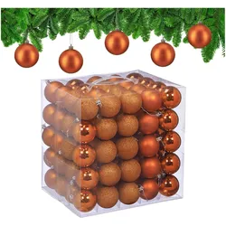 Relaxdays, Christbaumschmuck, - Weihnachtskugeln im 100er Set, Orange/ Silber, 7 x 6 cm (100x)