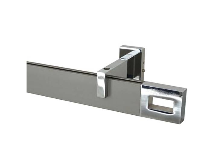 Garesa Gardinenstange Flat 40 x 15mm, 1-läufig, Profil vernickelt/Zubehör verchromt I Vorhangstange inkl. Gleiter I Endkopf mit Ausschnitt I Wandmontage I 470cm