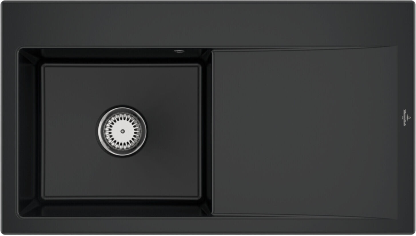 V&B; Spüle Subway Style 50 li, m Abl.garn, Hand., pure black ; Villeroy & Boch (335201R7)