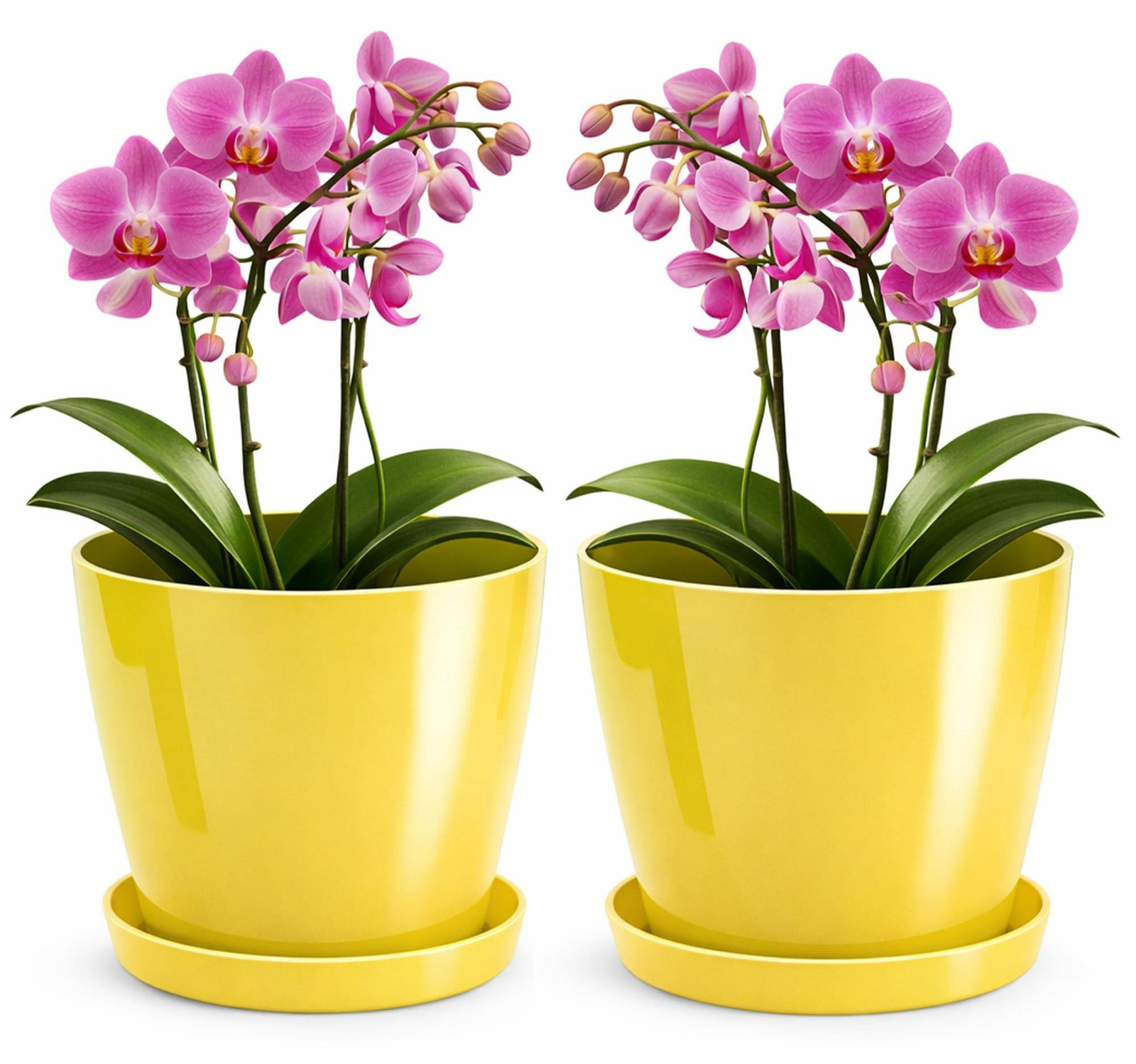 Set van 2 glanzende gele plantenpotten