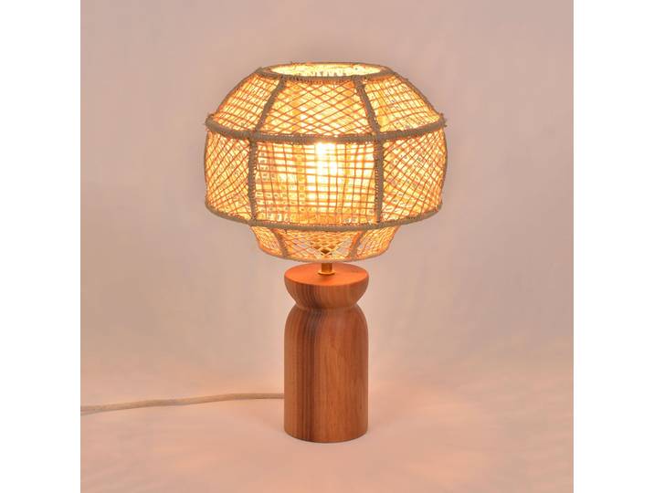 Odyssée Tischleuchte, Höhe 43cm - MARKET SET - Wohnzimmer - Design - Holz - Mit Schirm