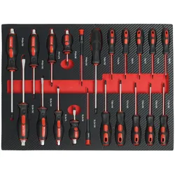 Profi Werkzeugeinlage Werkstattwagen 21 tlg. Schraubendreher Mechaniker Werkzeug 51x40x4 cm rot