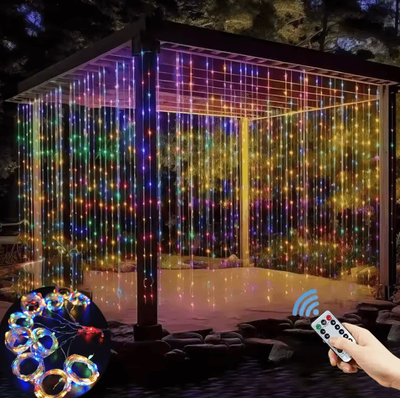 Inspire Curations USB Cascading LED Fairy Curtain Lights multicolor usb 6mx3m 600led