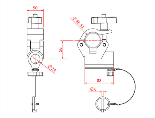Doughty T57224 Half Coupler für TV Zapfen (48-51mm), SCHWARZ