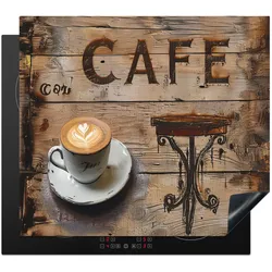 HERDABDECKPLATTE Cafe - Holz - Kaffee - Regale Abdeckung Glaskeramikkochfeld 57.6x51.6 cm