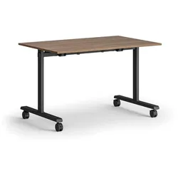 Mobiler Schreibtisch MATCH, 120x80 cm, schwarzes Metallgestell, Nussbaum